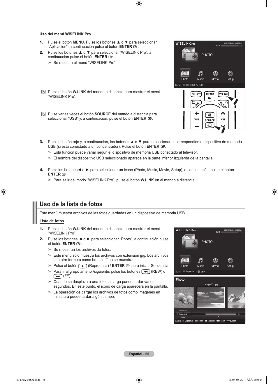 Uso de la lista de fotos | Samsung LN46A750R1FXZA User Manual | Page 207 / 273