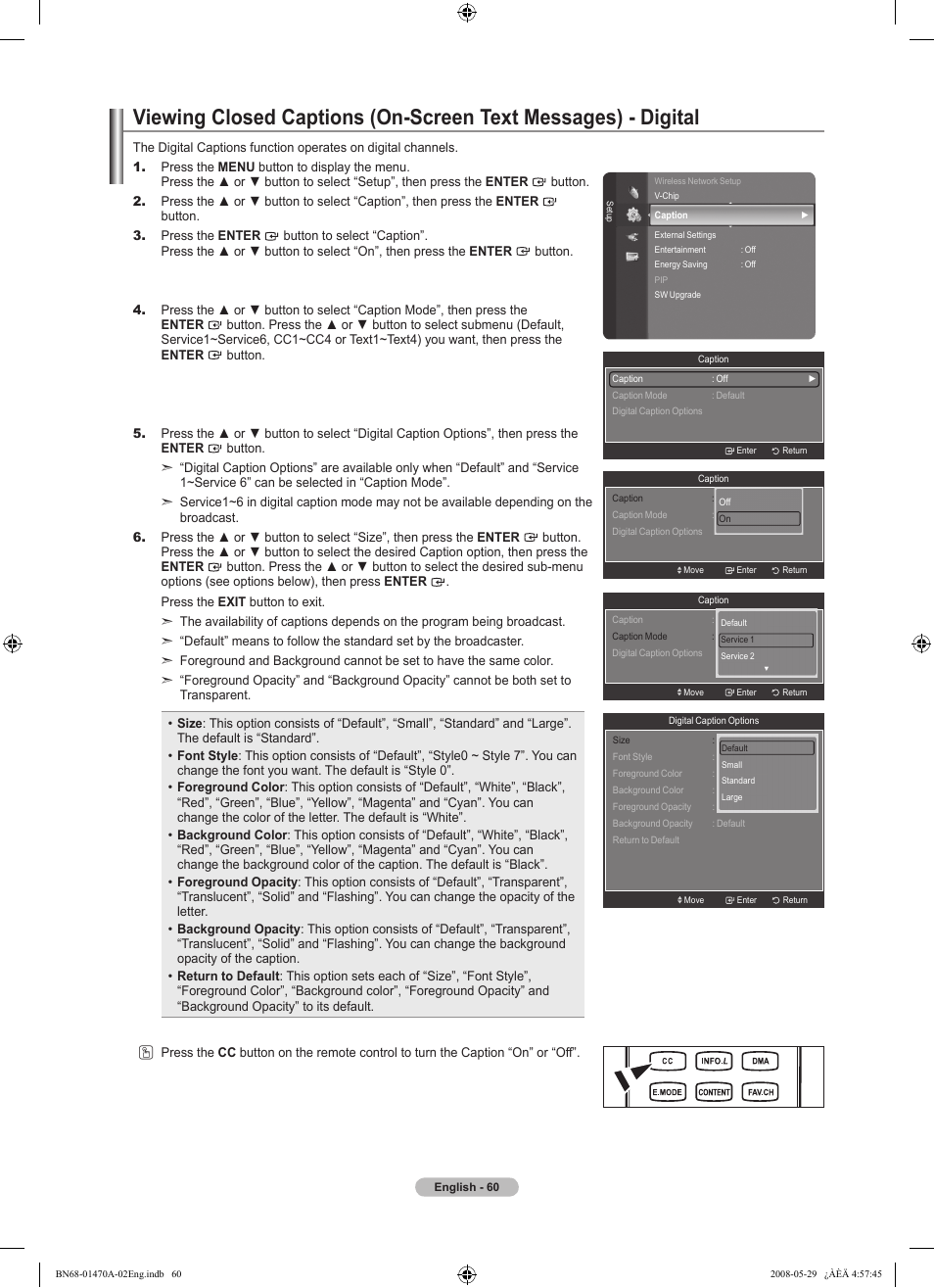 Samsung LN46A750R1FXZA User Manual | Page 62 / 273