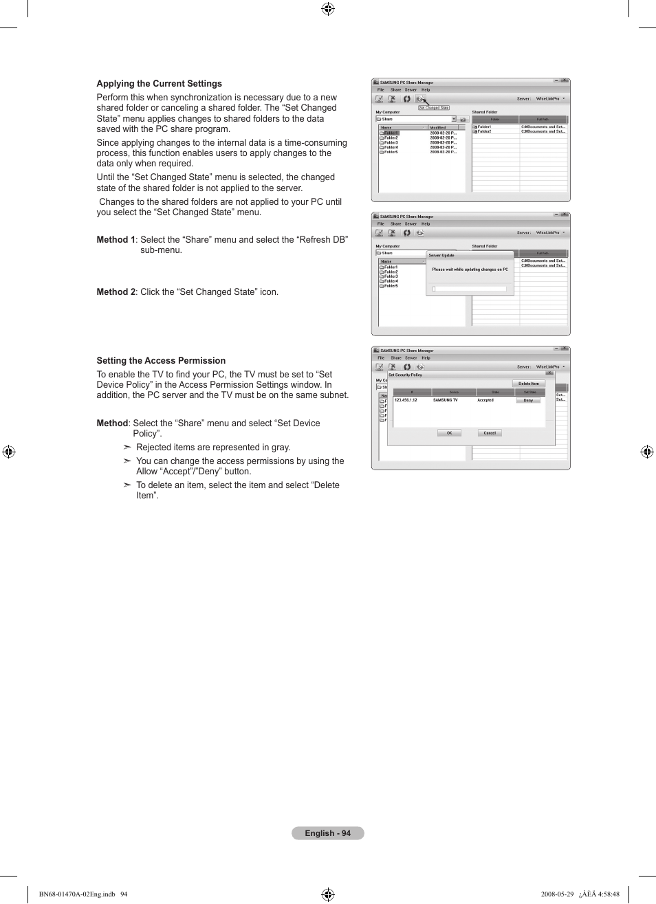 Samsung LN46A750R1FXZA User Manual | Page 96 / 273