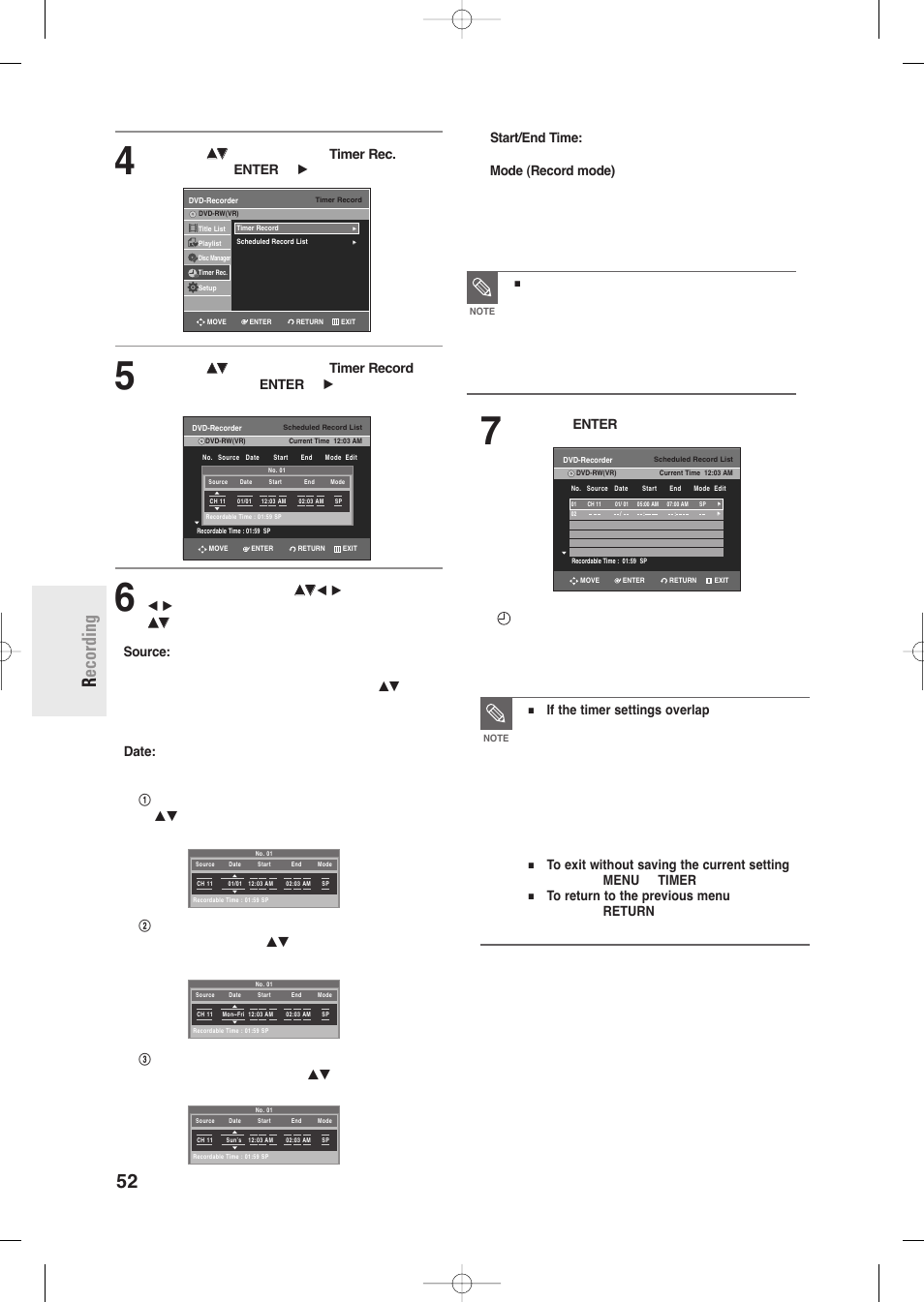 52 - english r ecording | Samsung DVD-R135-XAA User Manual | Page 52 / 100