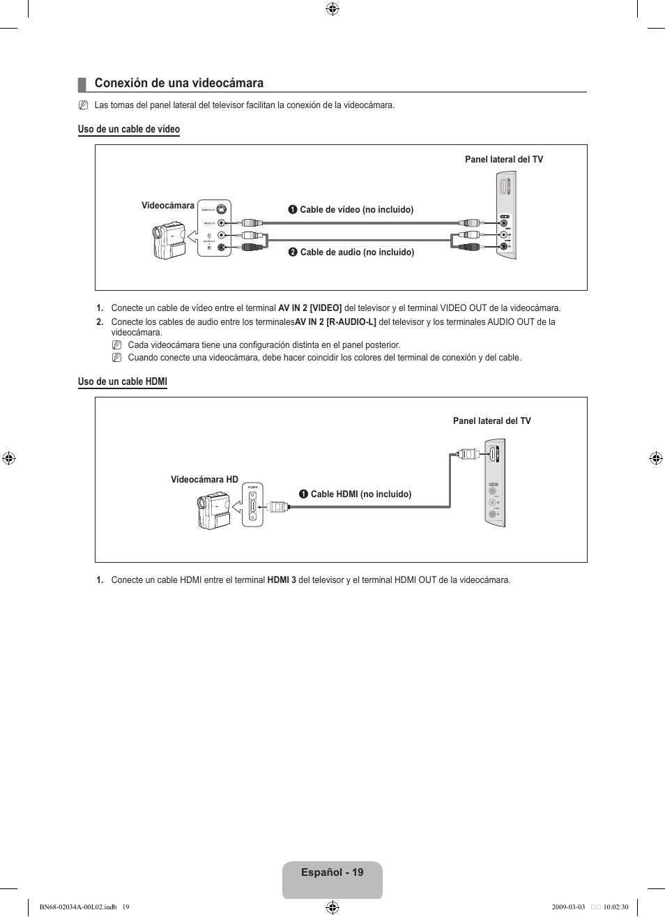 Conexión de una videocámara | Samsung LN22B460B2DXZA User Manual | Page 65 / 89
