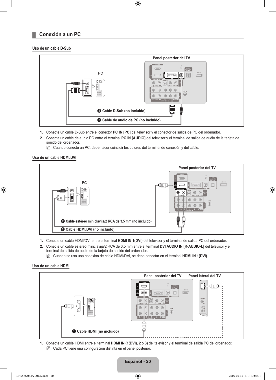 Conexión a un pc | Samsung LN22B460B2DXZA User Manual | Page 66 / 89