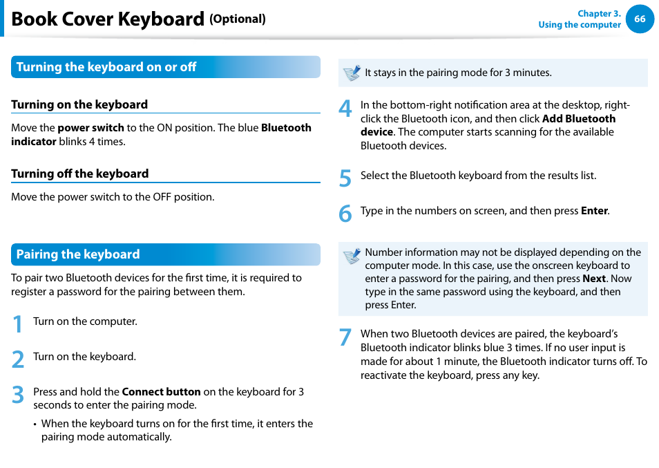 Book cover keyboard | Samsung XE300TZC-K01US User Manual | Page 67 / 120