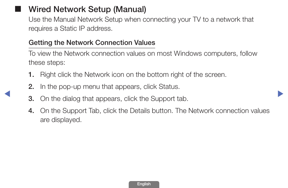 Wired network setup (manual) | Samsung UN46EH6030FXZA User Manual | Page 65 / 192