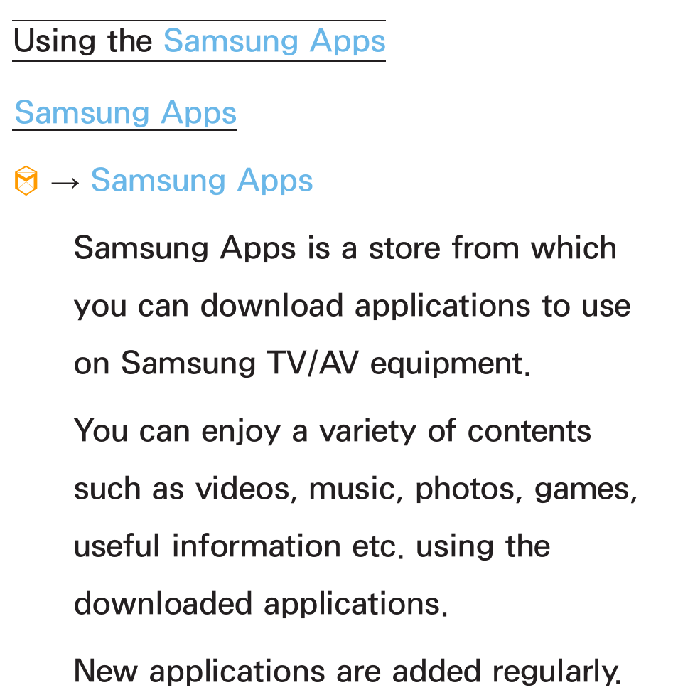 Using the, Samsung apps | Samsung PL64E8000GFXZP User Manual | Page 319 / 658