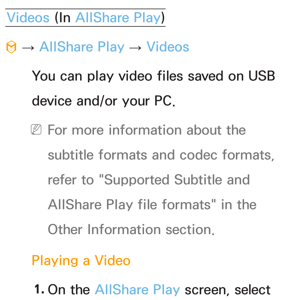 Videos, Allshare play | Samsung PL64E8000GFXZP User Manual | Page 474 / 658