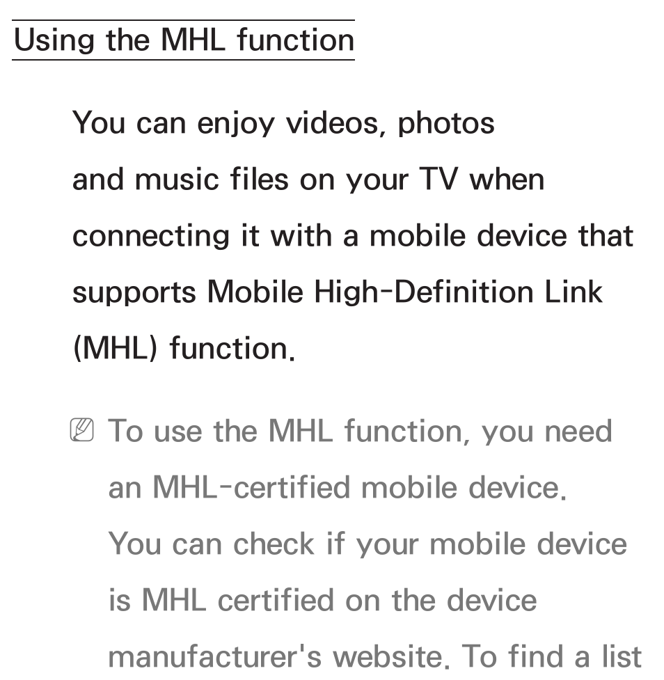 Using the mhl function | Samsung PL64E8000GFXZP User Manual | Page 530 / 658