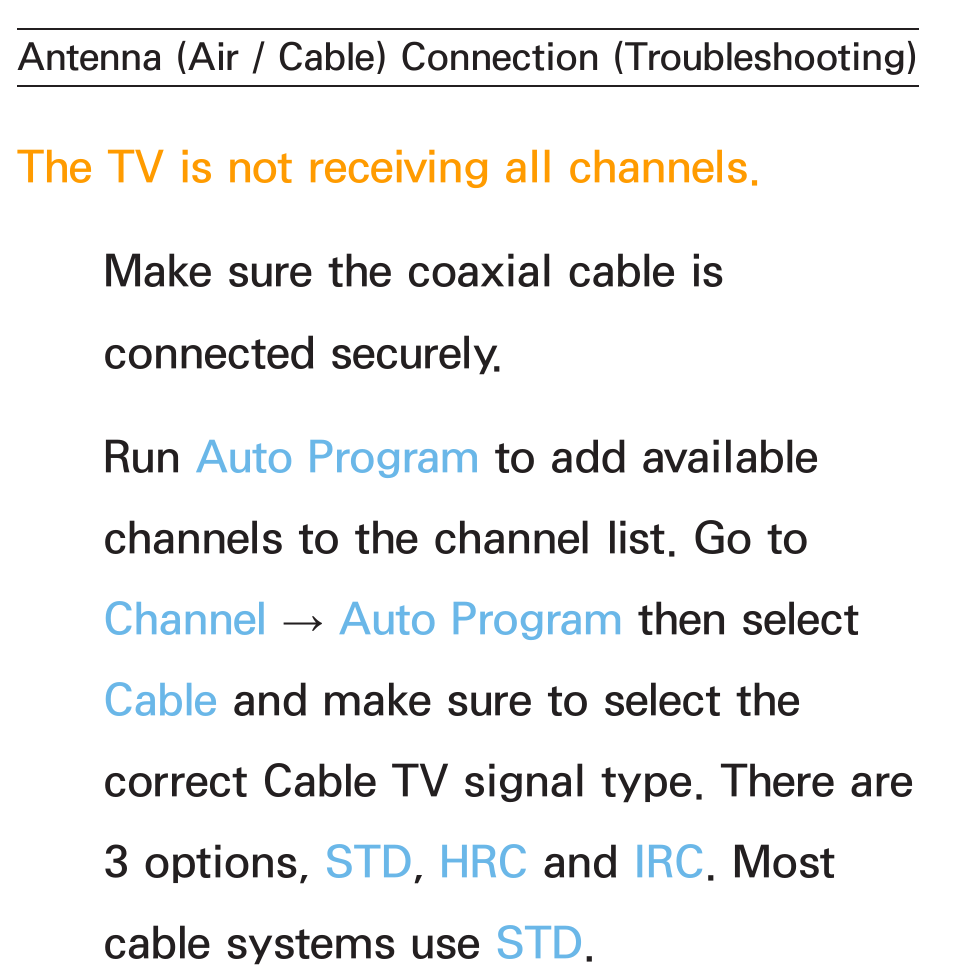 Antenna (air / cable) connection, Troubleshooting) 574 | Samsung PL64E8000GFXZP User Manual | Page 578 / 658