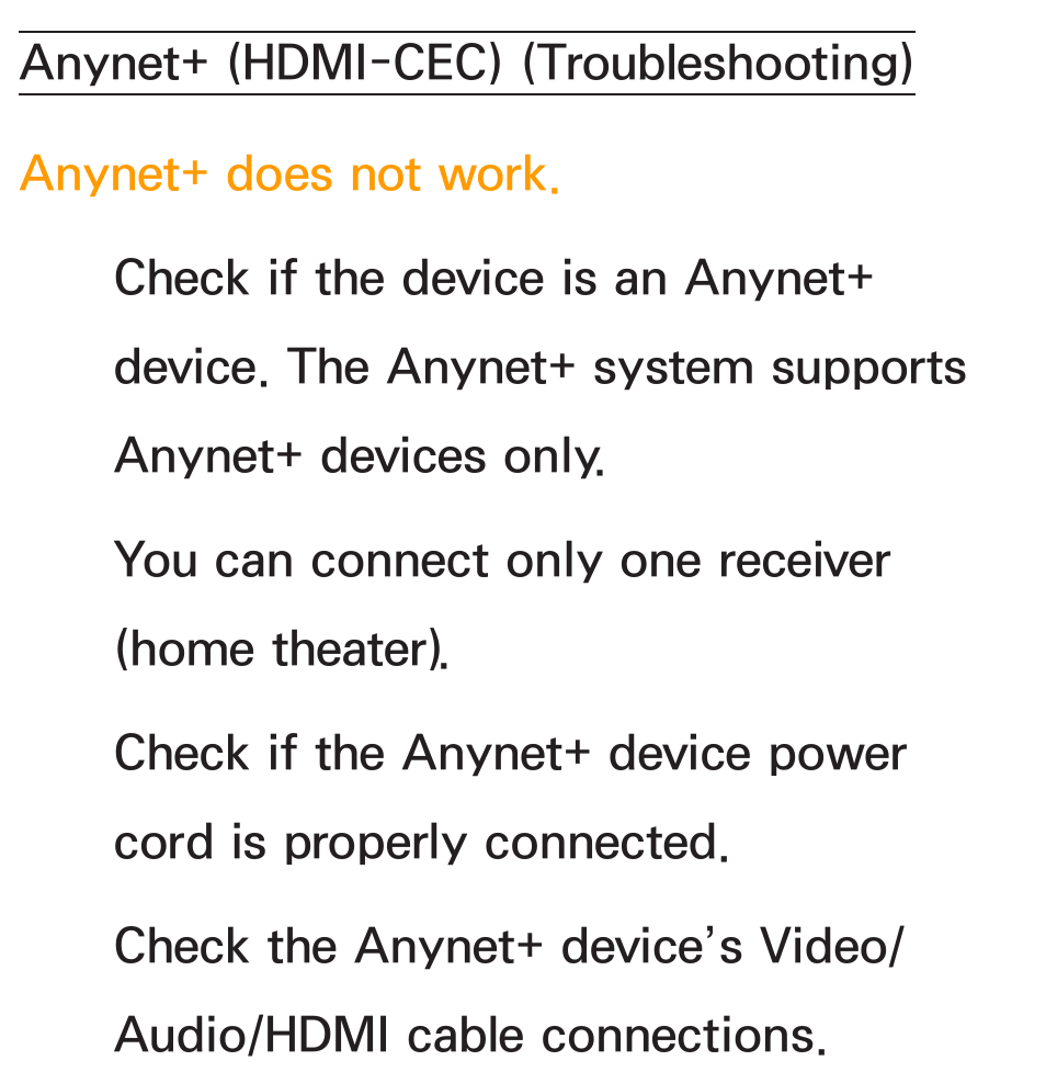 Anynet+ (hdmi-cec) (troubleshooting) | Samsung PL64E8000GFXZP User Manual | Page 595 / 658