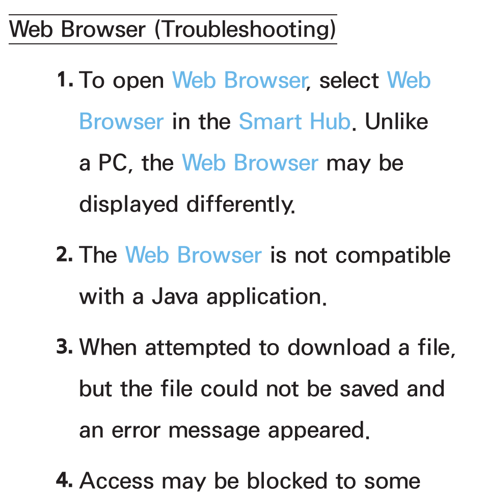 Web browser (troubleshooting) | Samsung PL64E8000GFXZP User Manual | Page 605 / 658