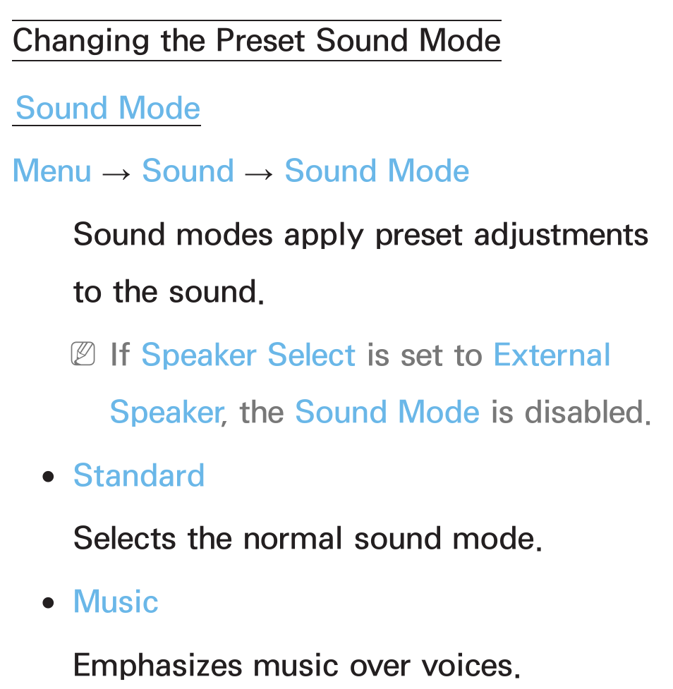Changing the preset sound mode | Samsung PL64E8000GFXZP User Manual | Page 90 / 658