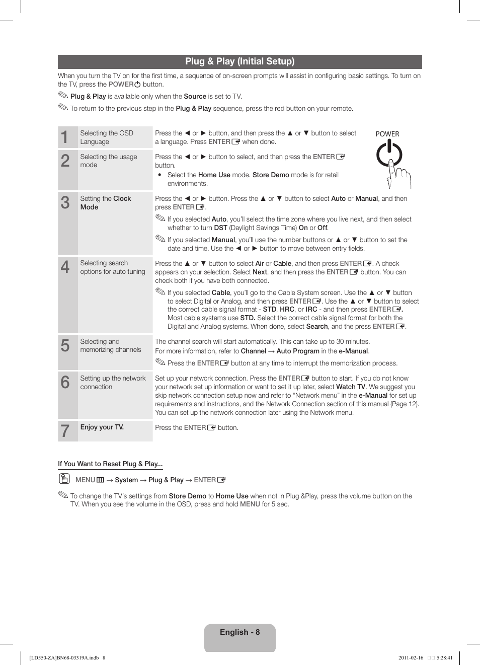 Samsung LN46D550K1FXZA User Manual | Page 8 / 19