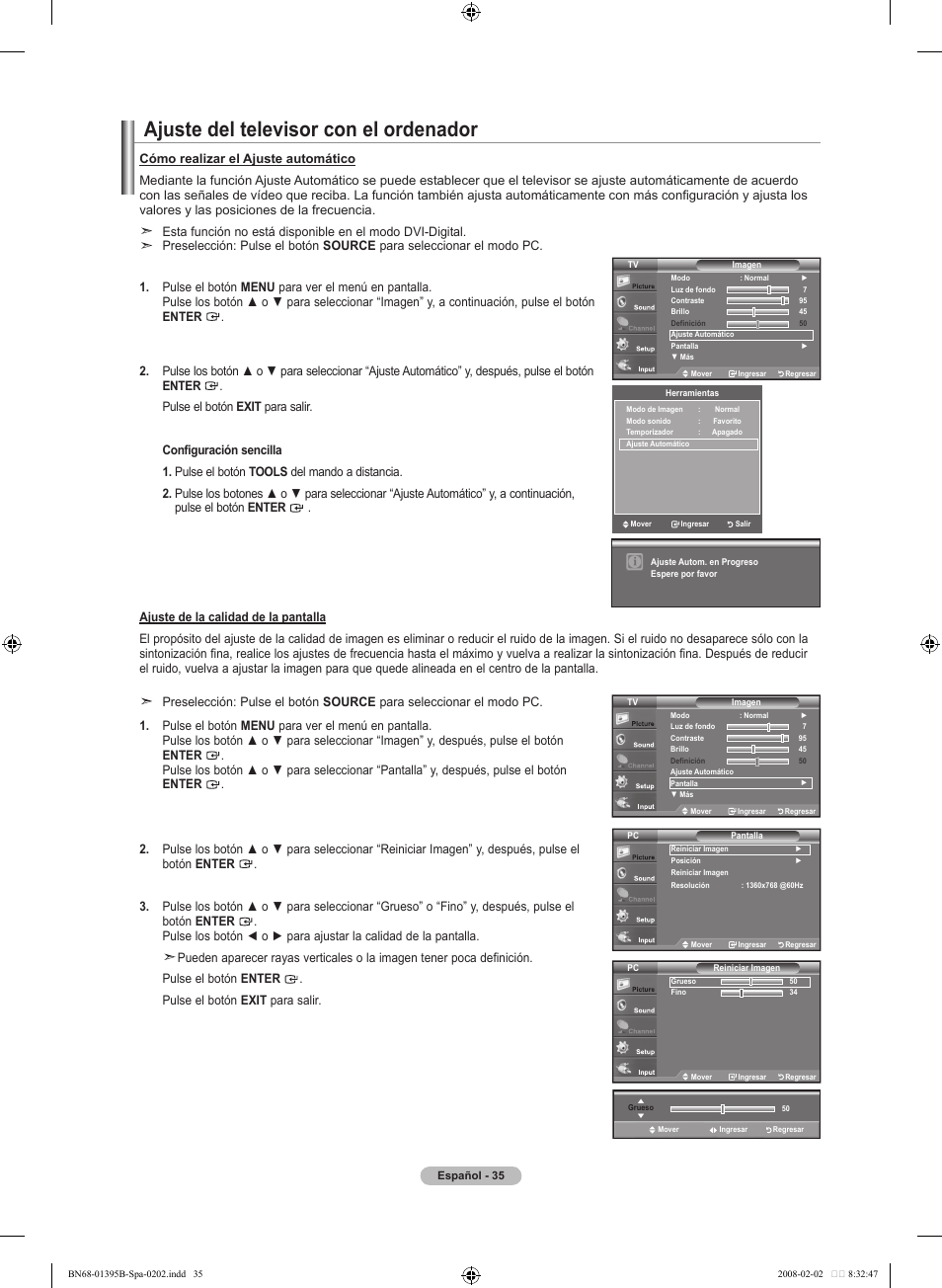 Ajuste del televisor con el ordenador | Samsung LN22A450C1DXZA User Manual | Page 97 / 121