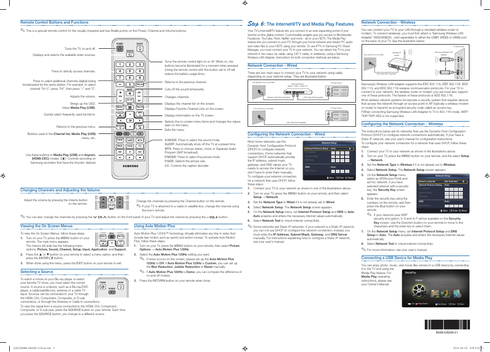 Step 6, The internet@tv and media play features | Samsung UN46C5000QFXZA User Manual | Page 2 / 2