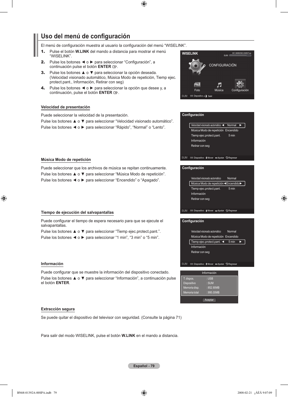 Uso del menú de configuración | Samsung LN37A550P3FXZA User Manual | Page 185 / 201