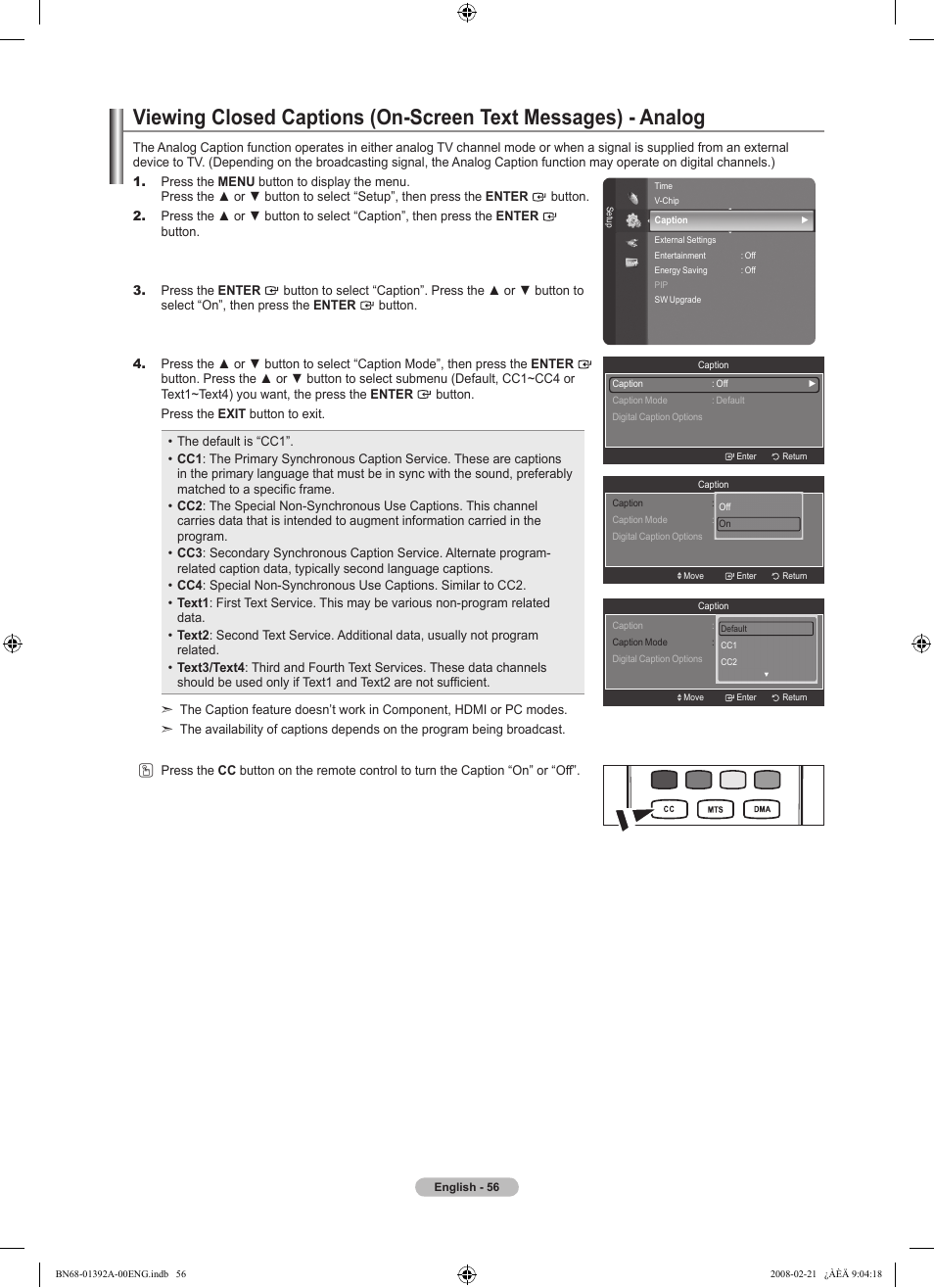 Digital, Adjusting the tv on/off melody sound | Samsung LN37A550P3FXZA User Manual | Page 58 / 201