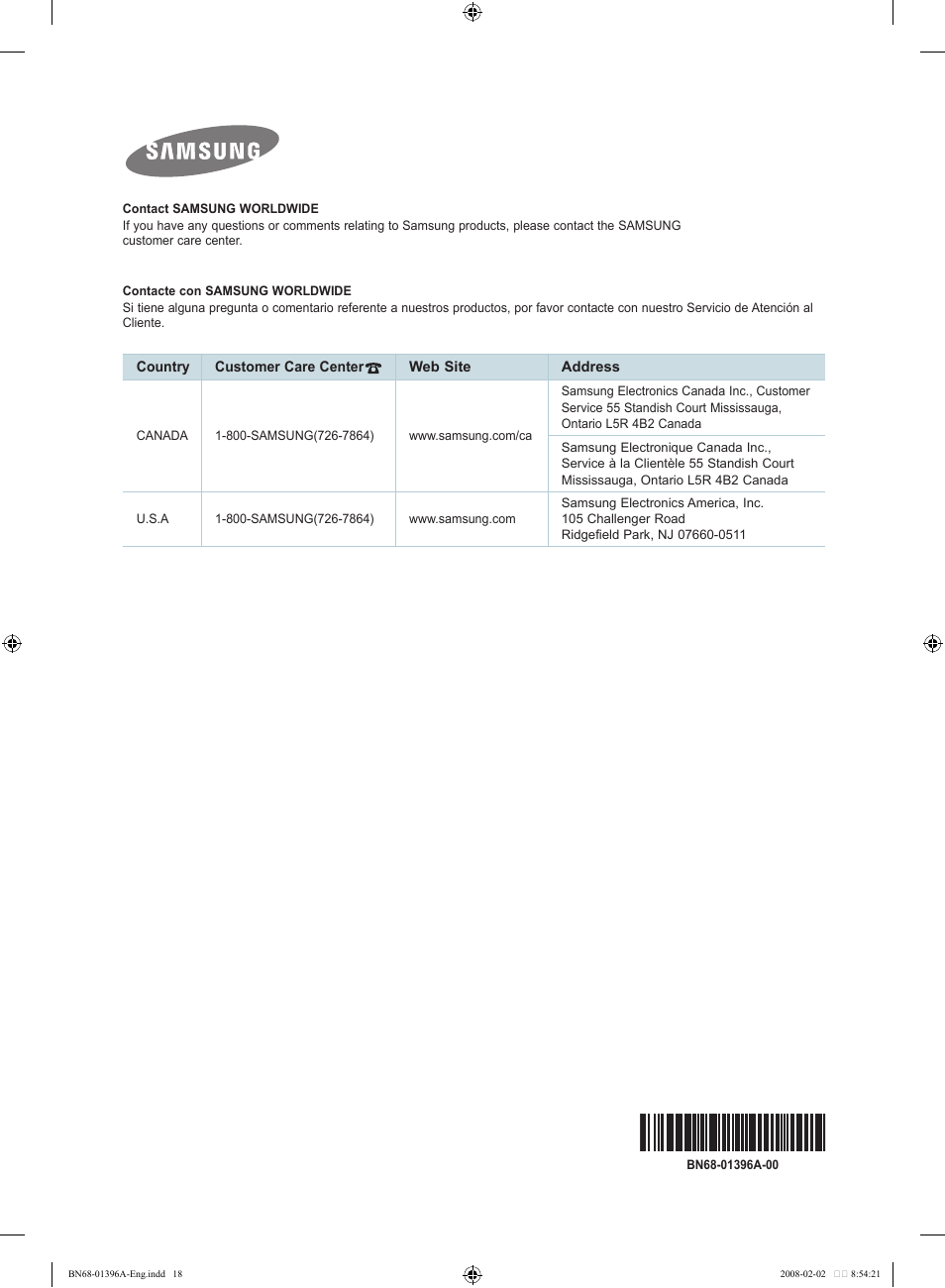 Samsung LN37A450C1DXZA User Manual | Page 18 / 18