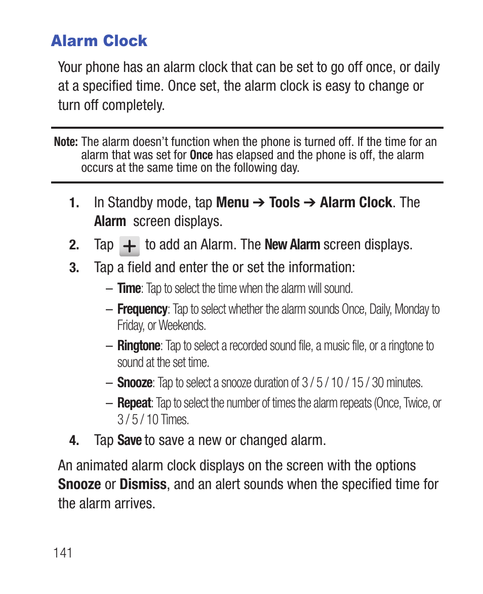 Alarm clock | Samsung SWC-R640LBAXAR User Manual | Page 146 / 250