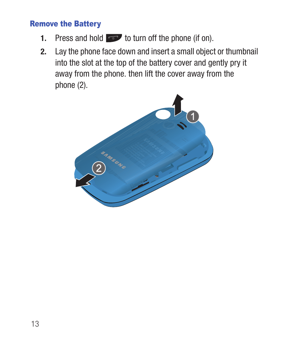 Remove the battery | Samsung SWC-R640LBAXAR User Manual | Page 18 / 250
