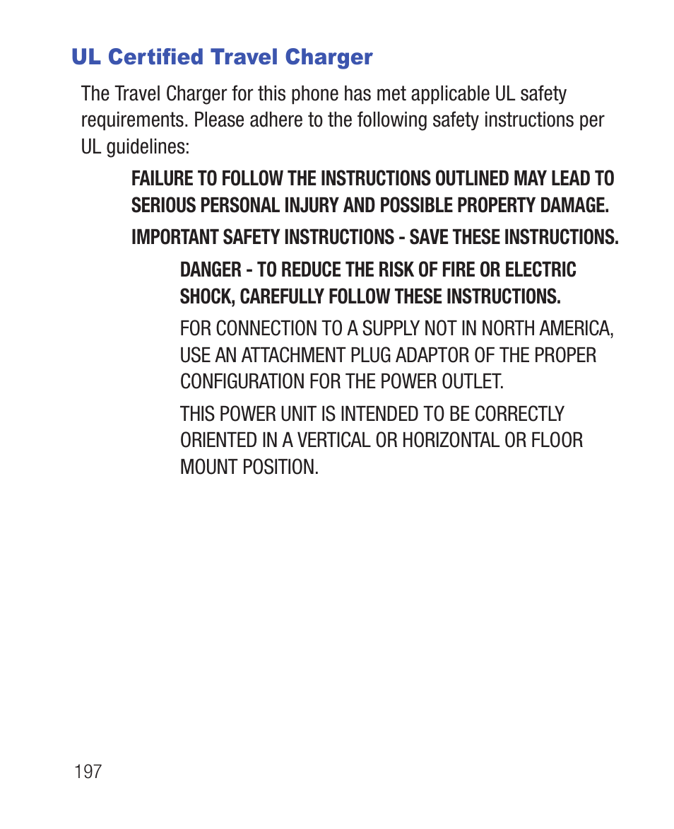Ul certified travel charger | Samsung SWC-R640LBAXAR User Manual | Page 202 / 250