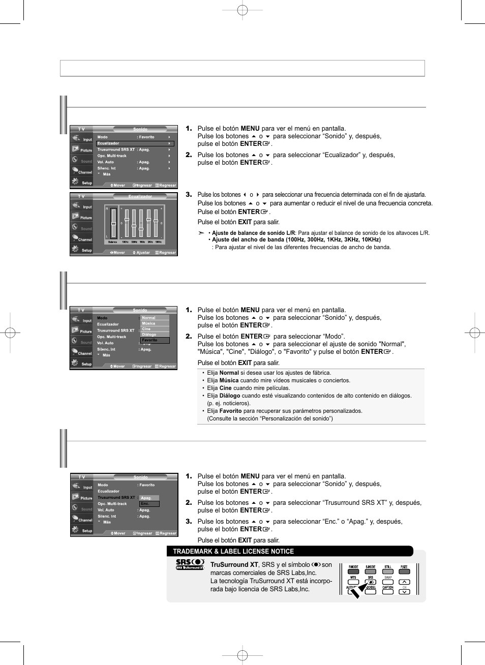 Control de sonido | Samsung LNS3292DX-XAA User Manual | Page 150 / 183