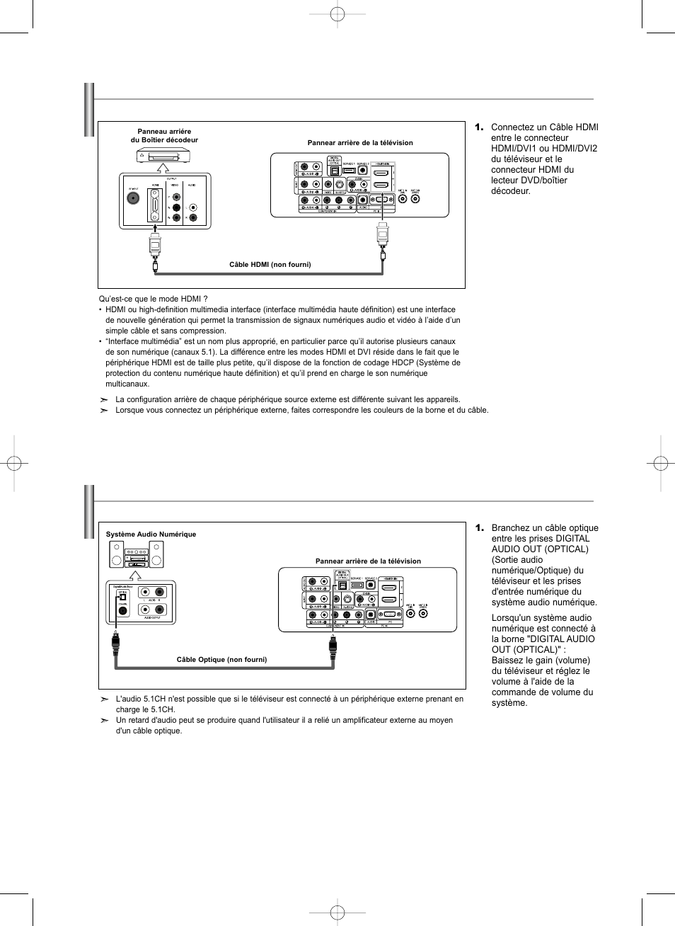 Branchement d'un système audio numérique | Samsung LNS3292DX-XAA User Manual | Page 73 / 183