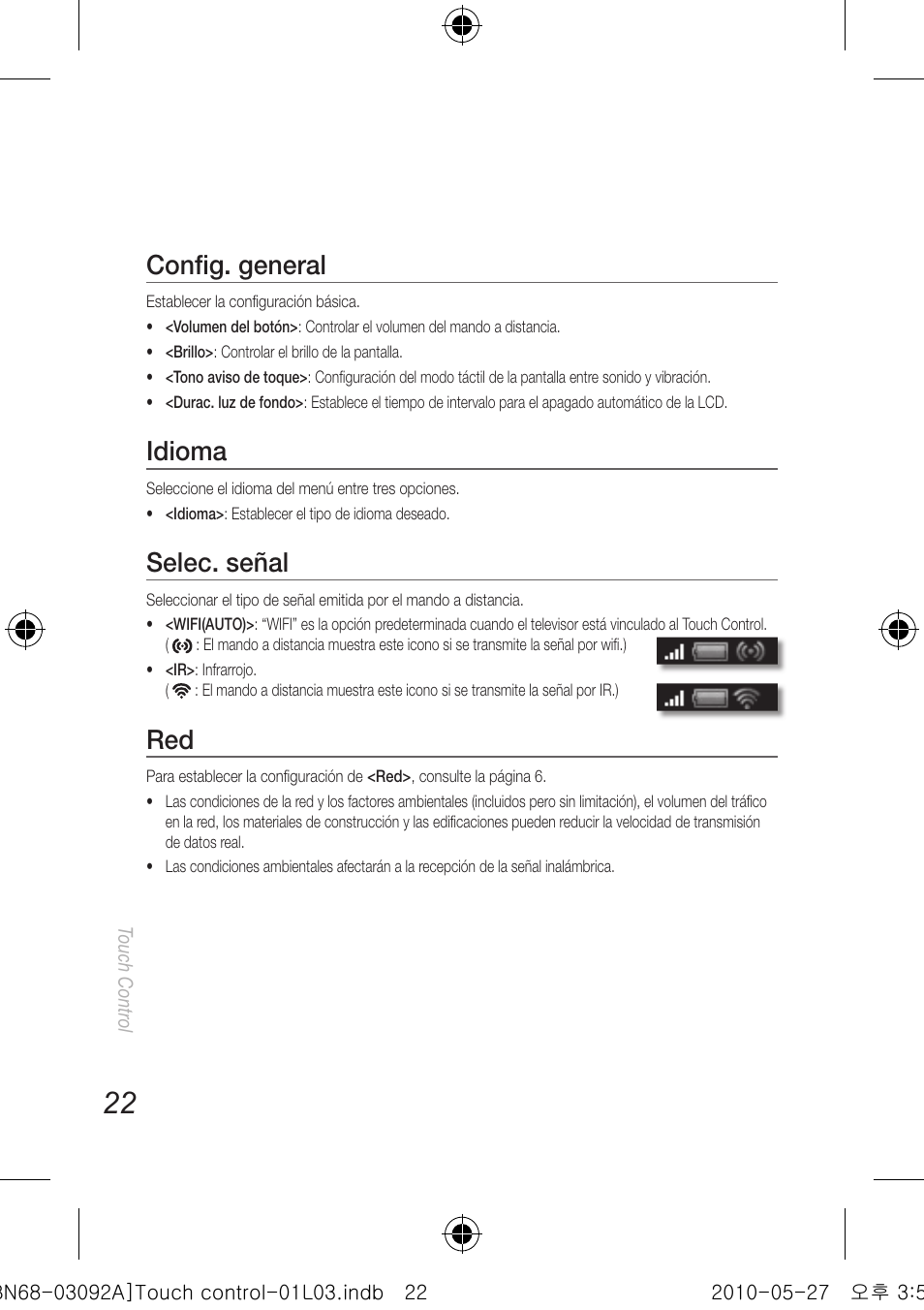 Conﬁ g. general, Idioma, Selec. señal | Samsung UN46C9000ZFXZA User Manual | Page 46 / 74