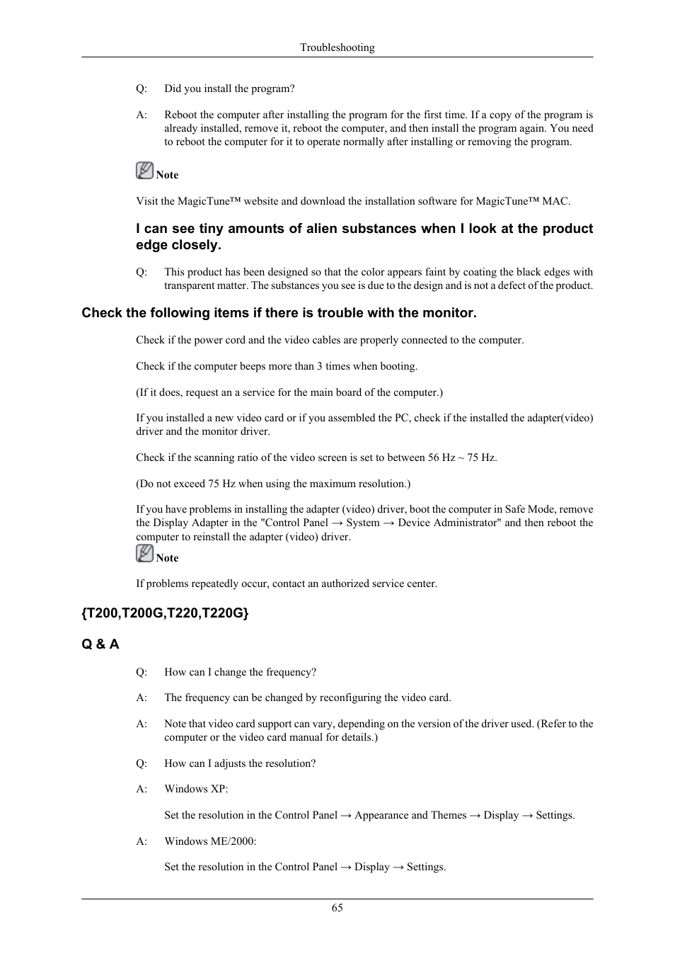 T200,t200g,t220,t220g} q & a | Samsung LS22TWHSUV-ZA User Manual | Page 66 / 96