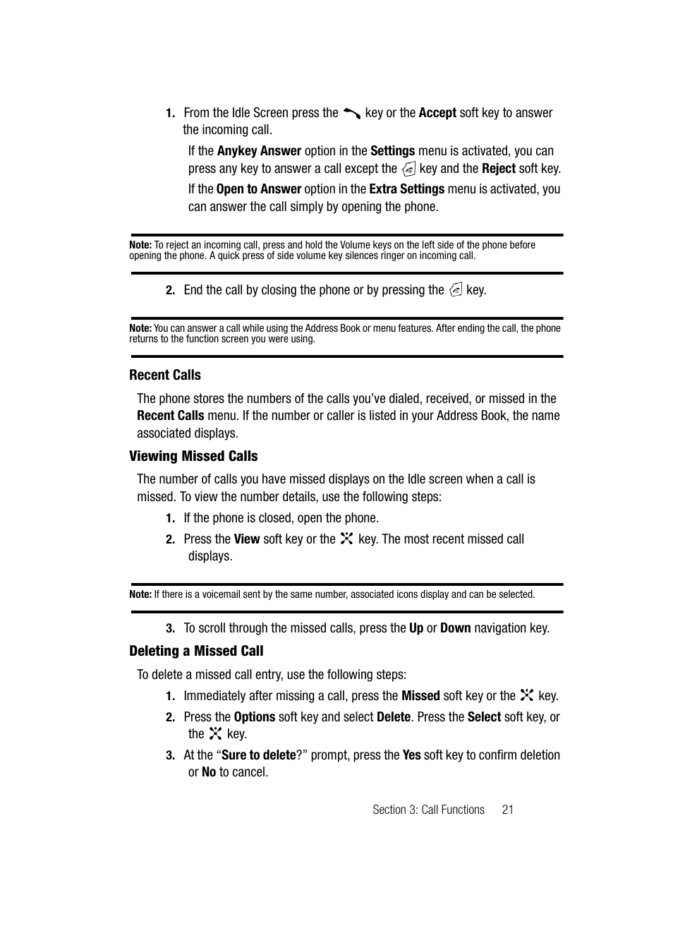 Recent calls | Samsung SGH-C417ZDACIN User Manual | Page 21 / 109