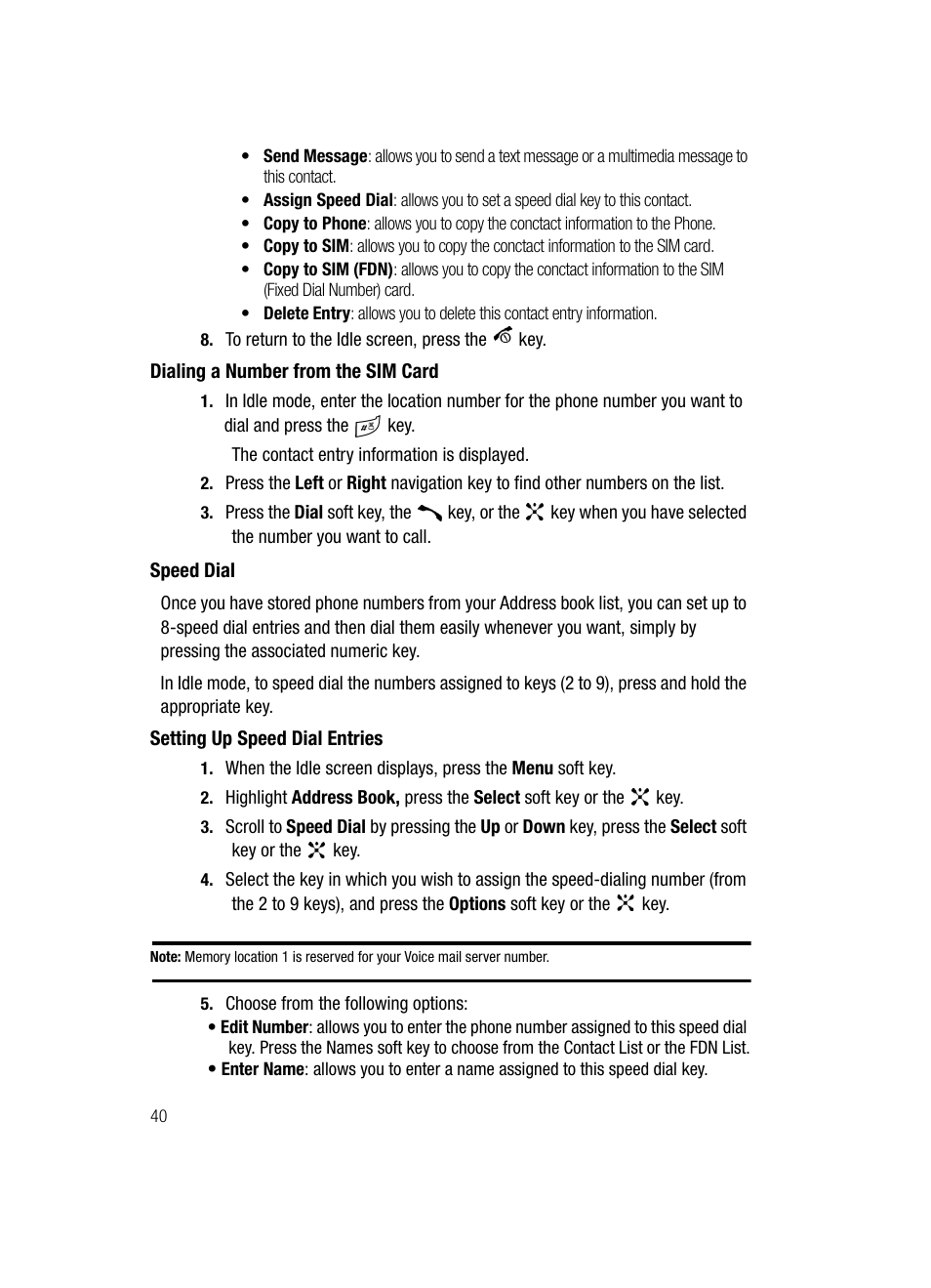 Speed dial | Samsung SGH-C417ZDACIN User Manual | Page 40 / 109