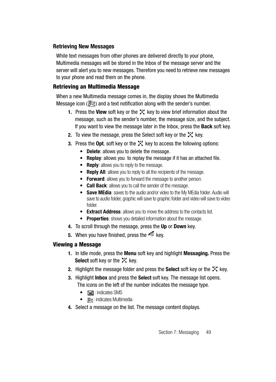 Retrieving new messages | Samsung SGH-C417ZDACIN User Manual | Page 49 / 109