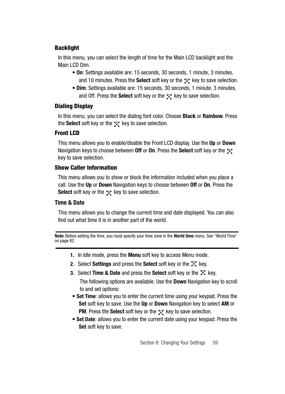 Time & date | Samsung SGH-C417ZDACIN User Manual | Page 58 / 109
