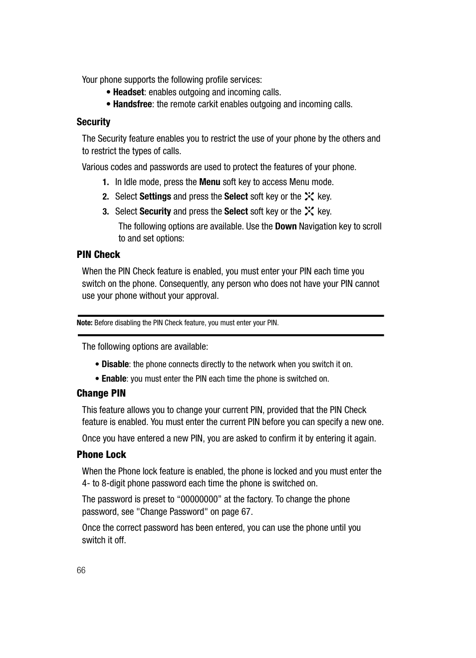 Security | Samsung SGH-C417ZDACIN User Manual | Page 65 / 109