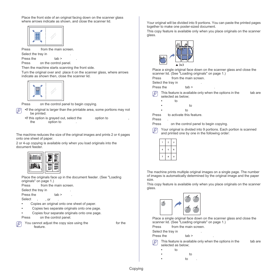 Up or 4-up, S. (see "poster, Up or 4-up copying (n-up) | Poster copying, Clone copying | Samsung SCX-5835FN-XAR User Manual | Page 60 / 147