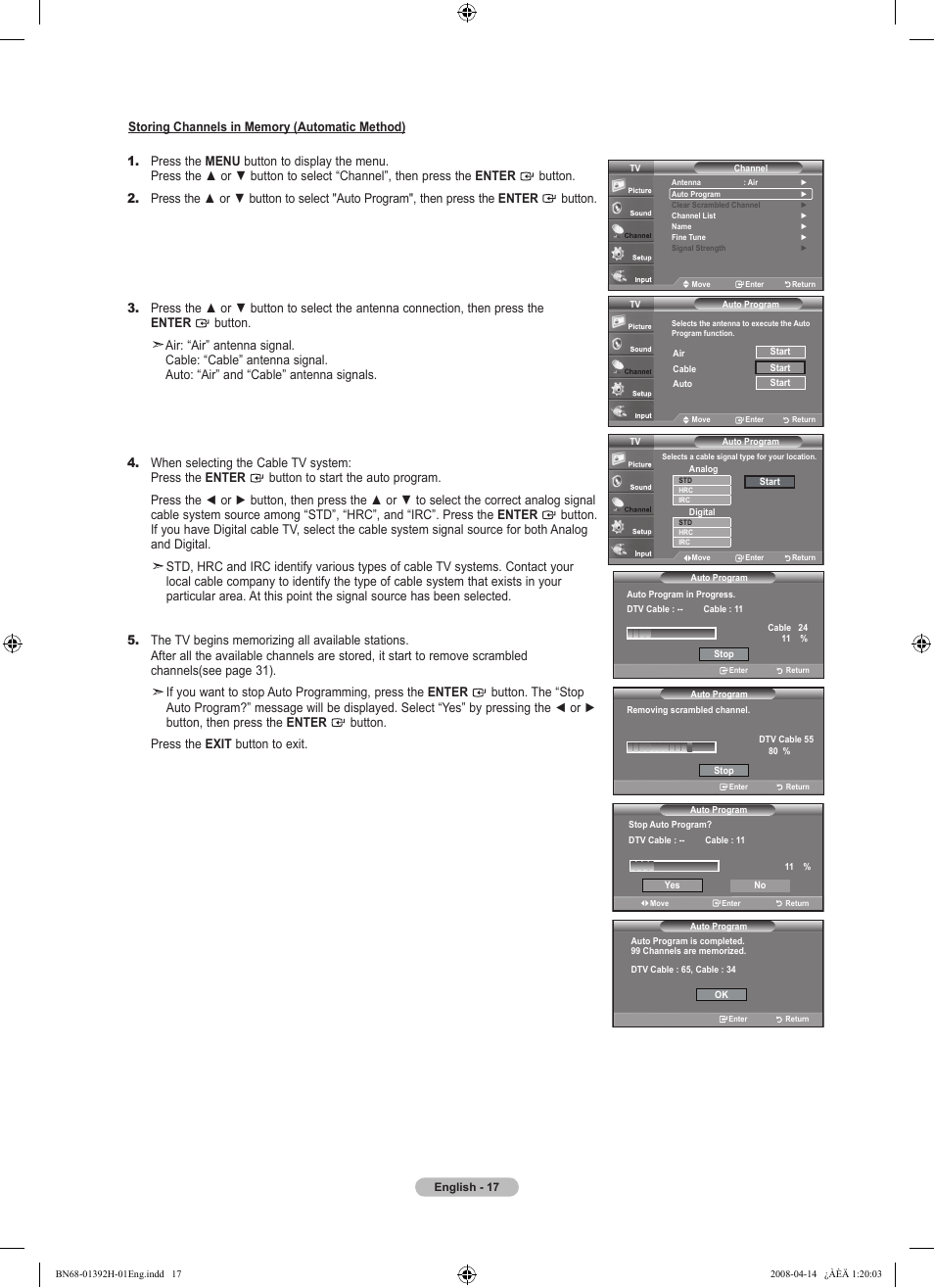 Samsung LN32A540P2DXZA User Manual | Page 19 / 137