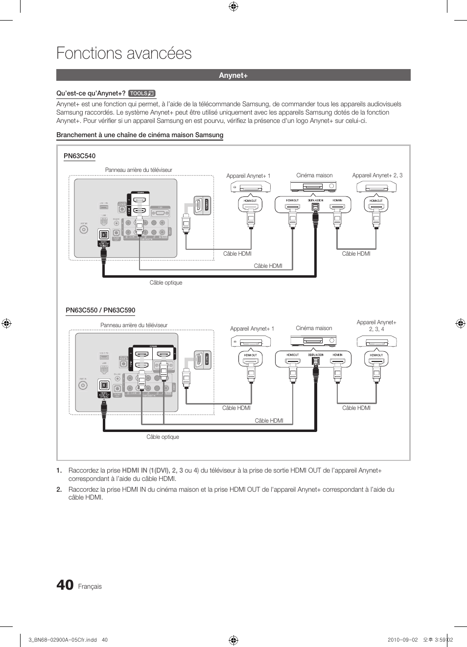 Fonctions avancées | Samsung PN63C590G4FXZA User Manual | Page 148 / 163