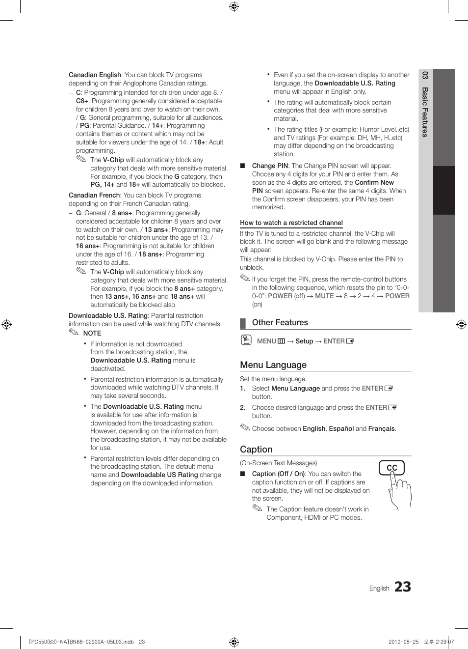 Samsung PN63C590G4FXZA User Manual | Page 23 / 163