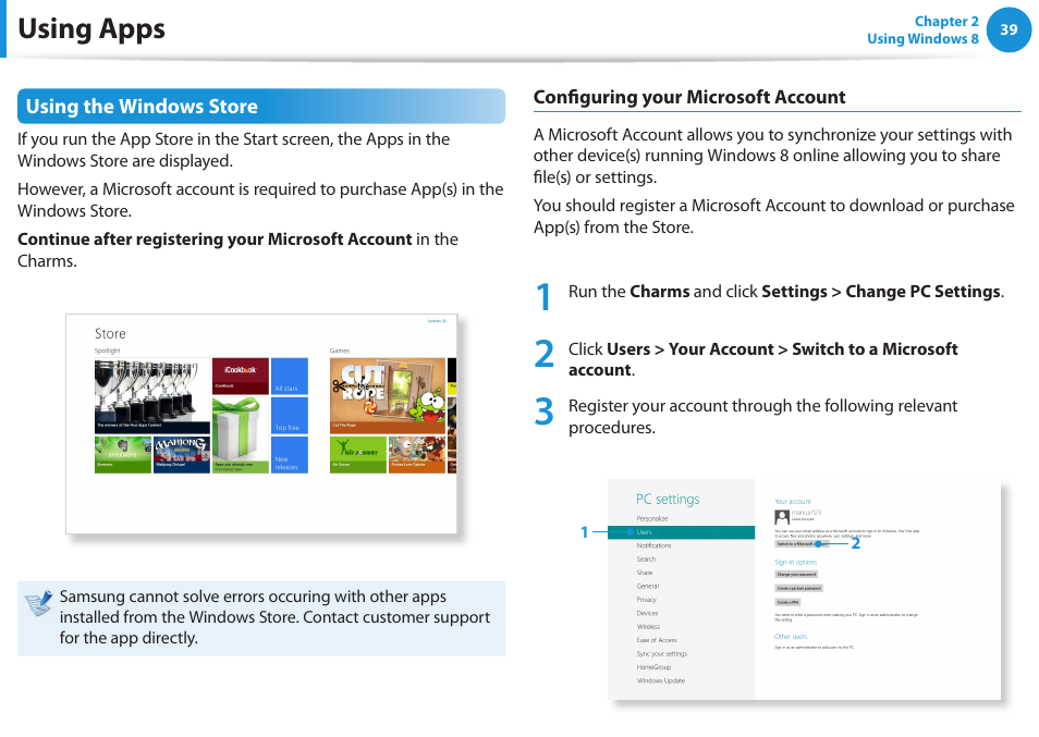 Using apps | Samsung NP510R5E-A01UB User Manual | Page 40 / 132