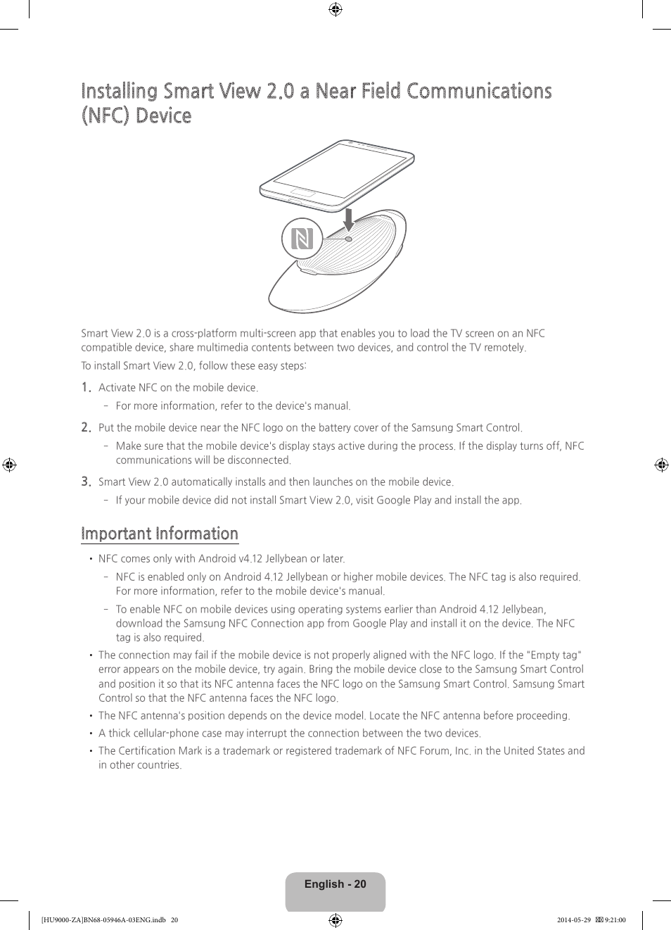 Important information | Samsung UN55HU9000FXZA User Manual | Page 20 / 43