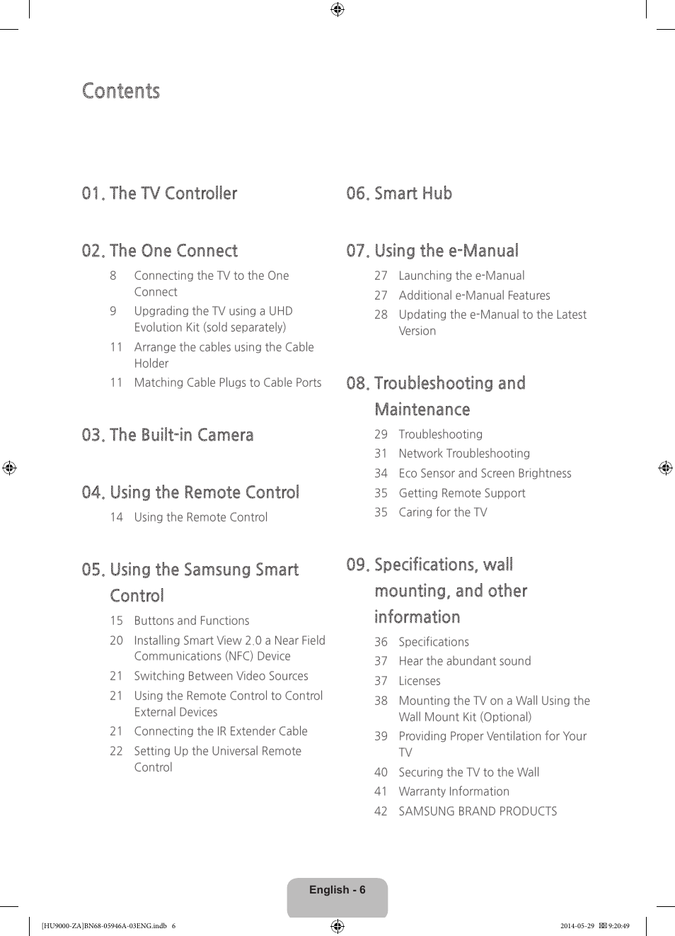 Samsung UN55HU9000FXZA User Manual | Page 6 / 43