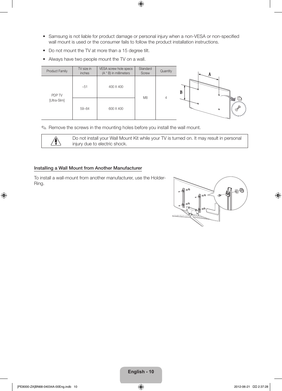 Samsung PN64E8000GFXZA User Manual | Page 10 / 64