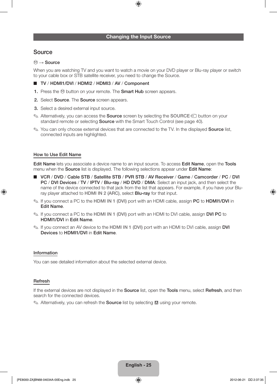 Source | Samsung PN64E8000GFXZA User Manual | Page 25 / 64