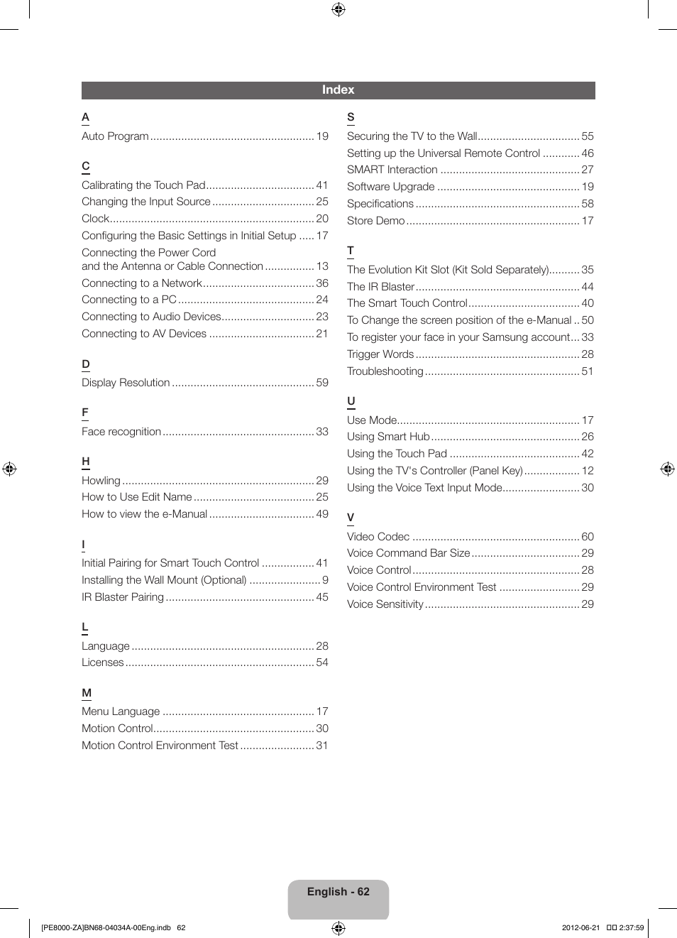 Samsung PN64E8000GFXZA User Manual | Page 62 / 64