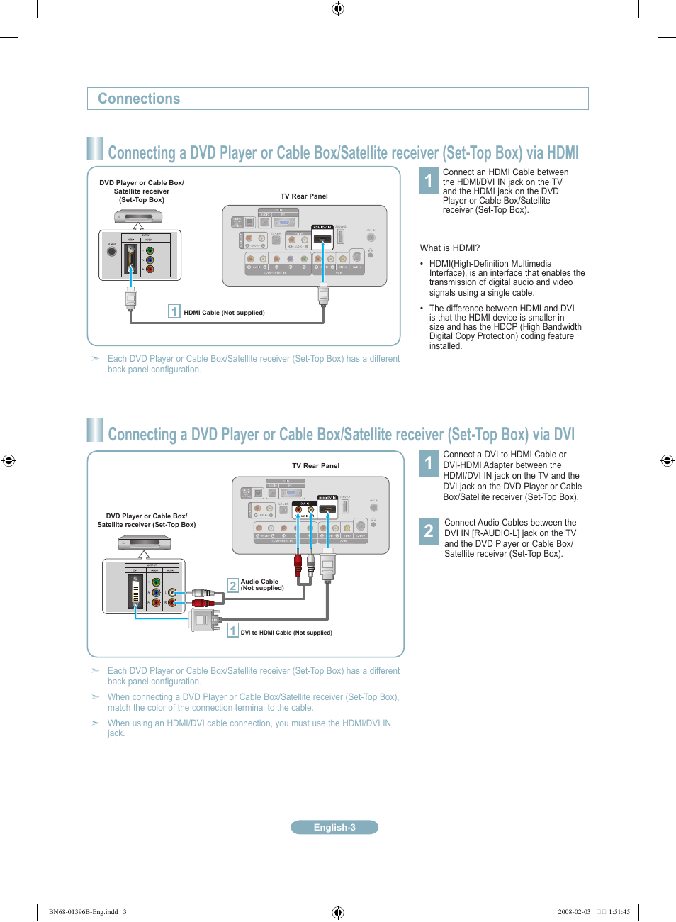 Connections | Samsung LN22A451C1DXZA User Manual | Page 3 / 12