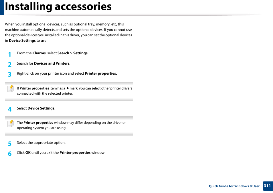 Installing accessories | Samsung CLX-3305W-XPE User Manual | Page 311 / 334