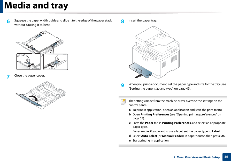 Media and tray | Samsung CLX-3305W-XPE User Manual | Page 46 / 334