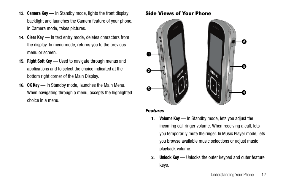 Side views of your phone, Features, E phone. (for | Samsung SCH-R520LBAXAR User Manual | Page 15 / 169
