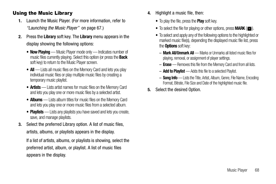 Using the music library, Refer to “using, The music library | Samsung SCH-R520LBAXAR User Manual | Page 71 / 169