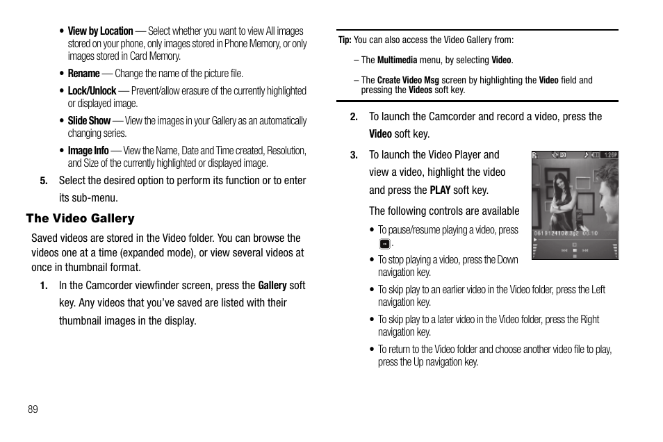The video gallery | Samsung SCH-R520LBAXAR User Manual | Page 92 / 169