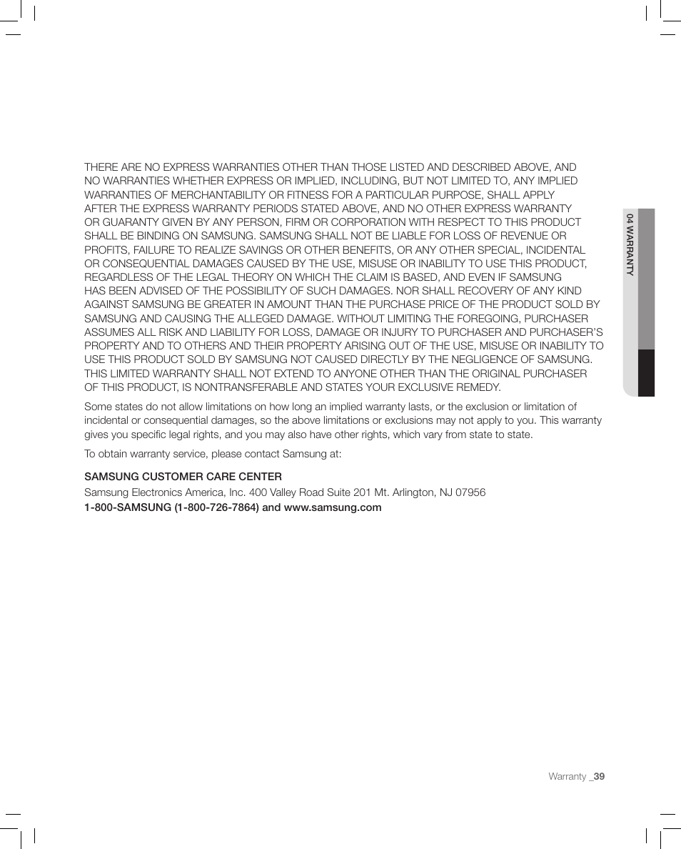 Samsung RF267AASH-XAA User Manual | Page 39 / 40